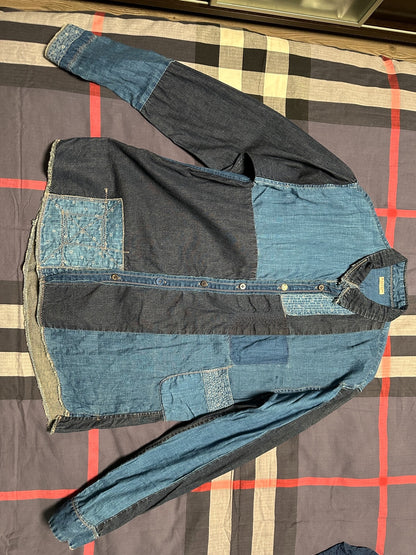 KAPITAL Blue Dye Patchwork Denim Shirt