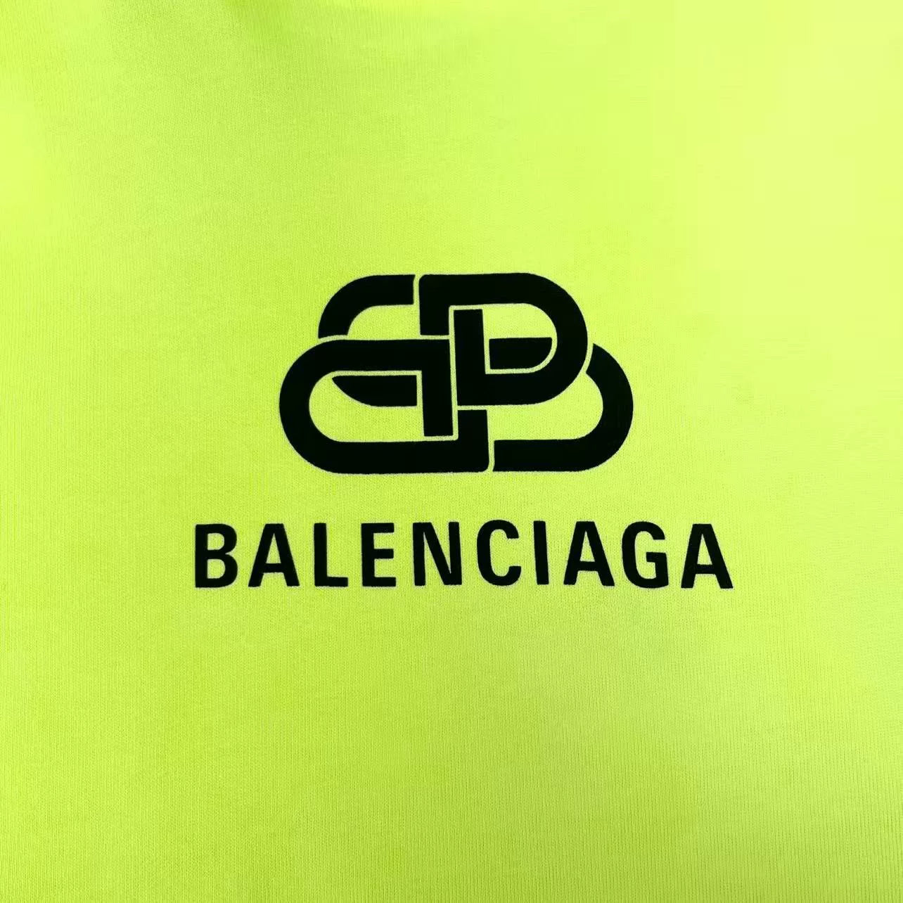 balenciaga neon yellow logo hooded sweatshirt