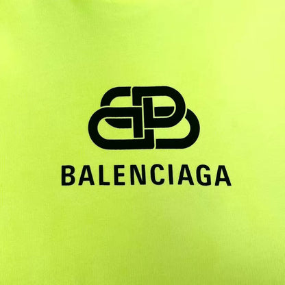 balenciaga neon yellow logo hooded sweatshirt