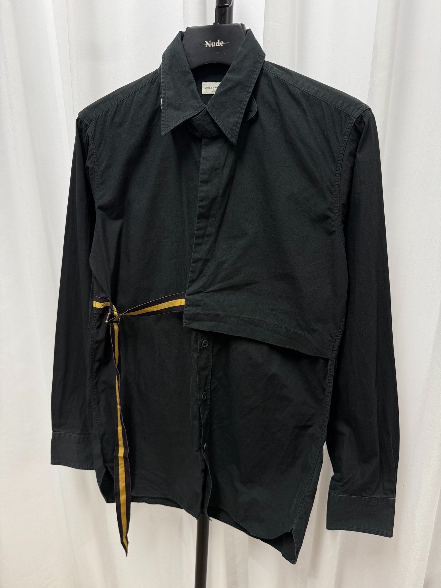 Dries van Noten Black Deconstructed Wrap Shirt