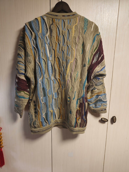 vintage coogi patterned sweater with shoulder pads