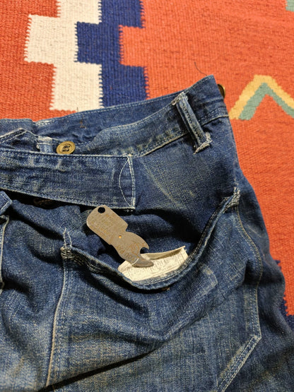 RRL Washed Distressed Gold Button Jeans