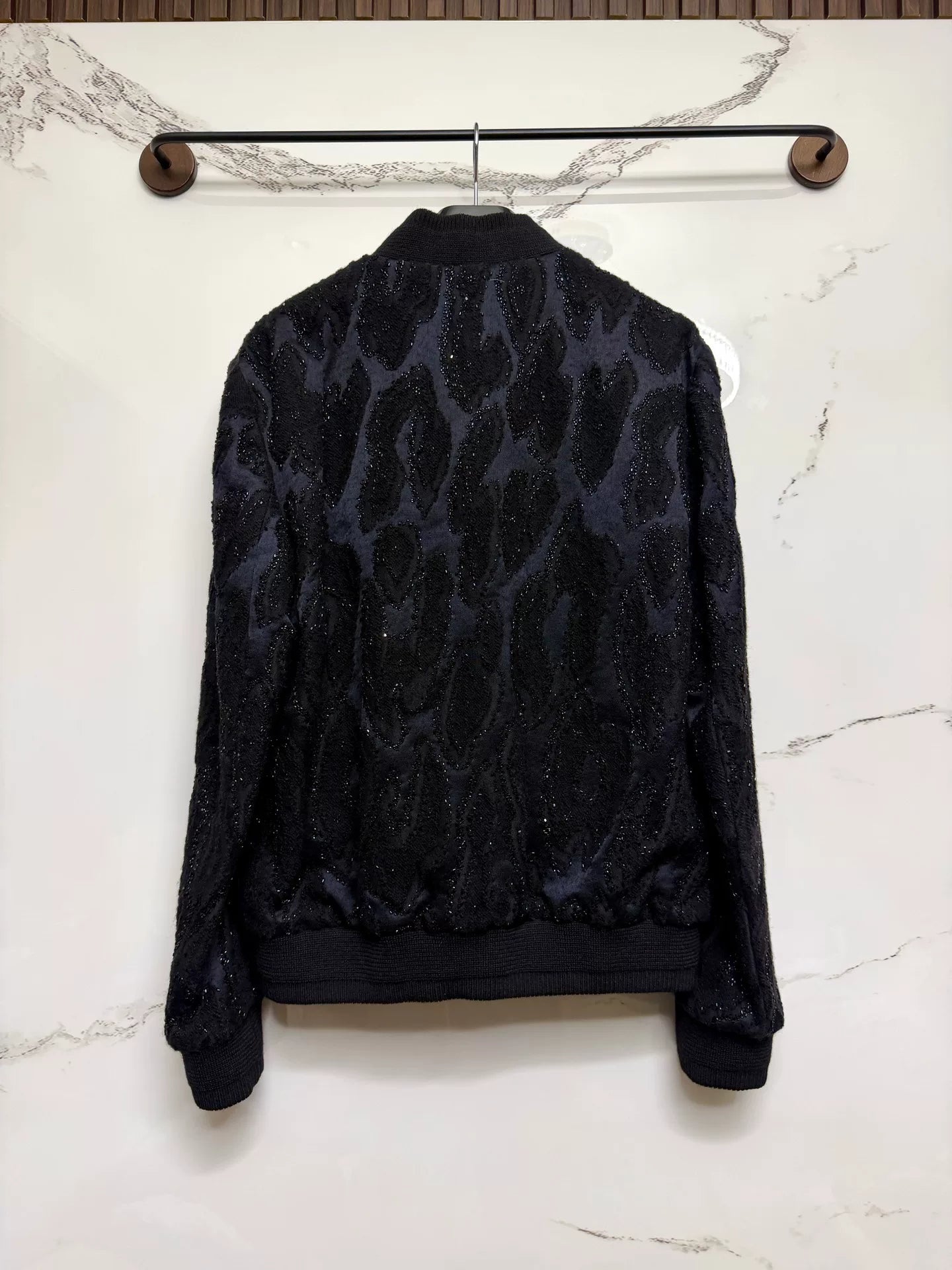 saint laurent black beaded bomber jacket