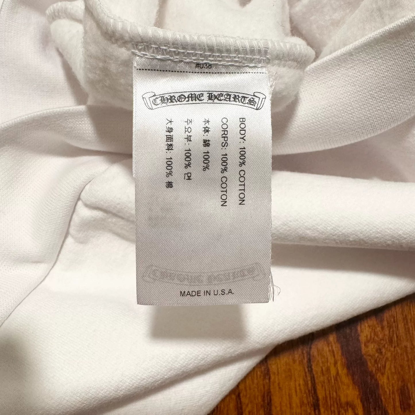 chrome hearts white hooded sweatshirt XXL