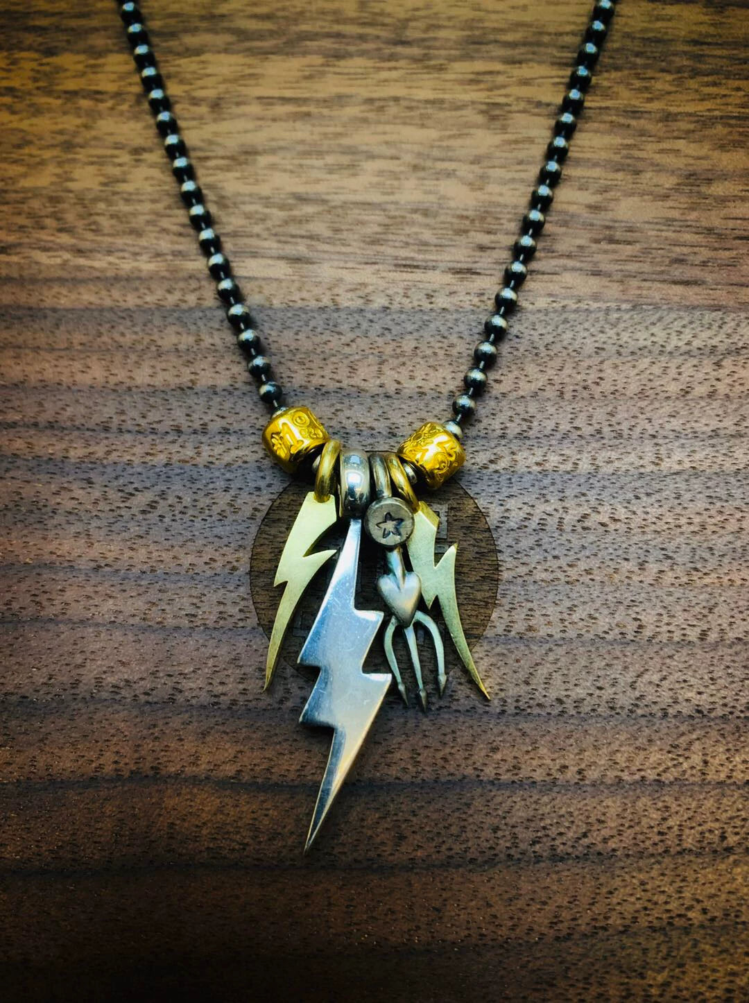 bill wall leather gold bead necklace