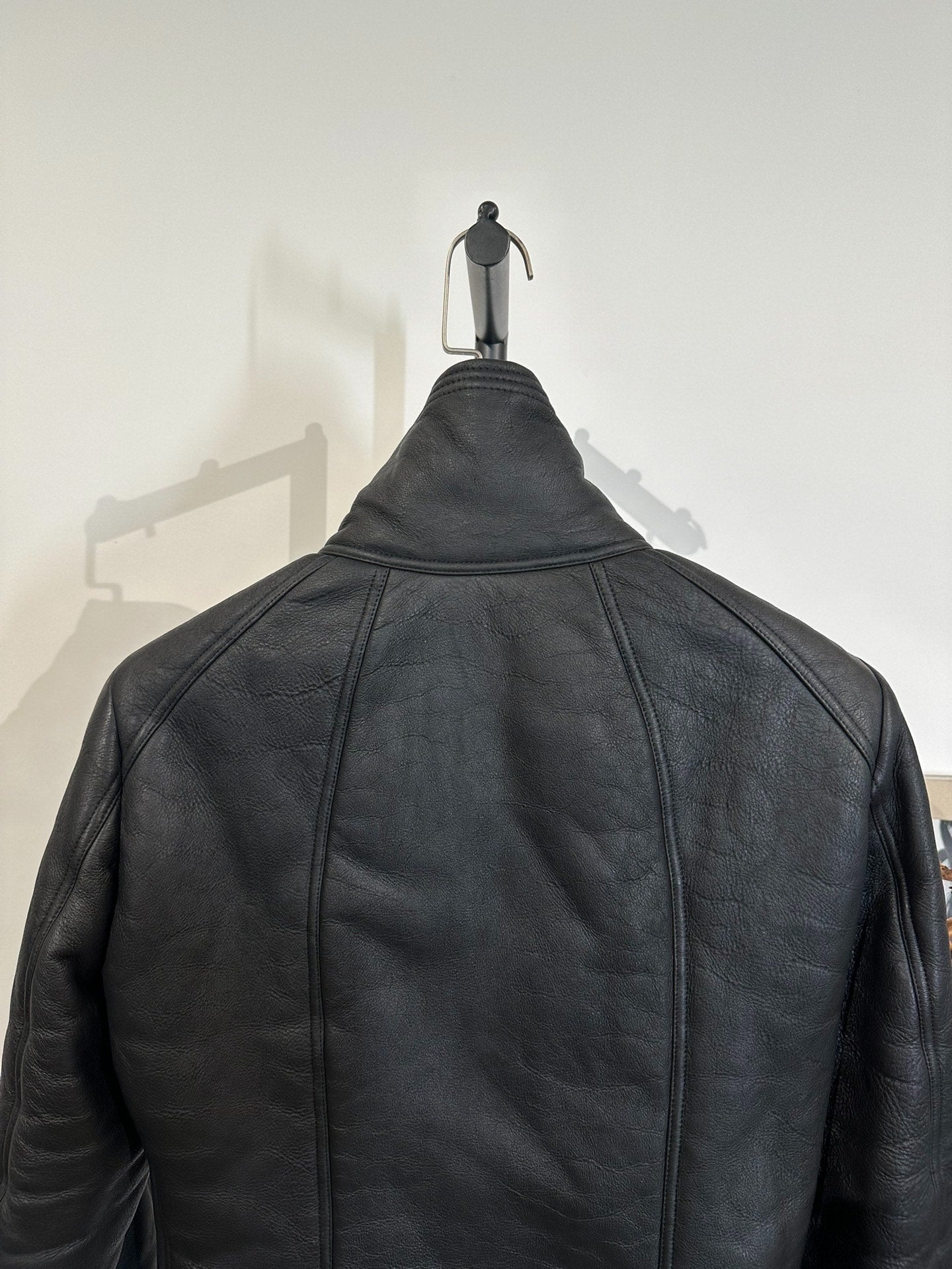 Rick Owens Fur Leather Stand-Collar Jacket