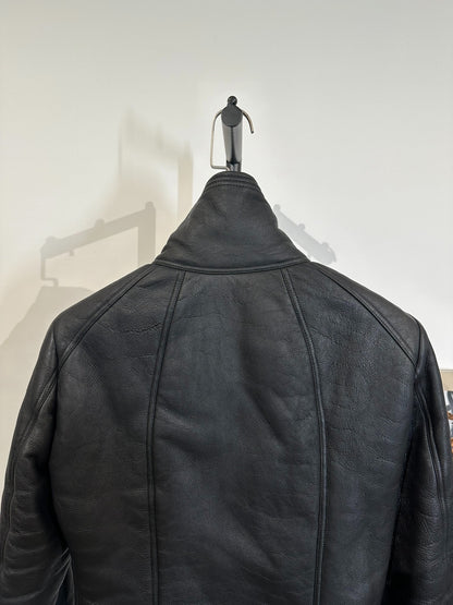 Rick Owens Fur Leather Stand-Collar Jacket