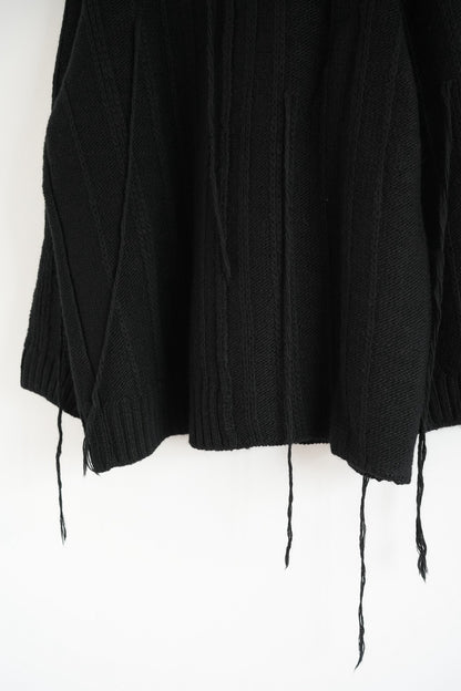 black oversized wool sweater with ties