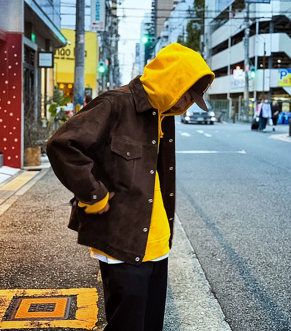 wacko maria leather trucker jacket brown