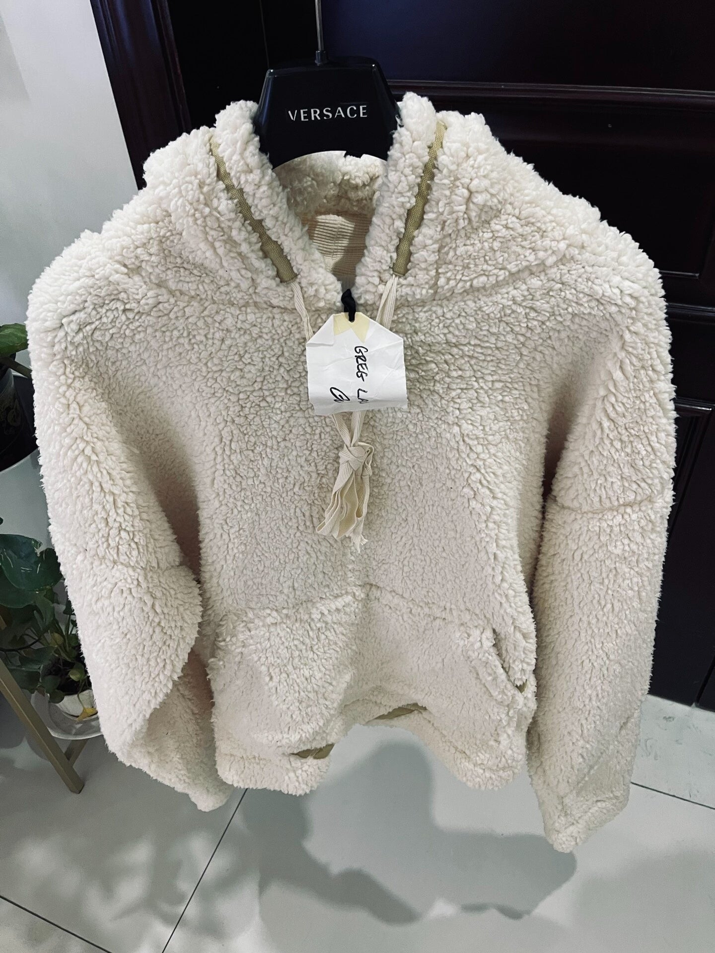 GREG LAUREN Ivory Hooded Sweatshirt