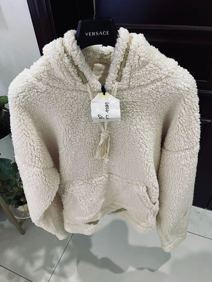 GREG LAUREN Ivory Hooded Sweatshirt