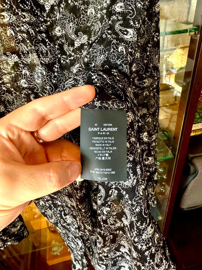 saint laurent black and white paisley shirt