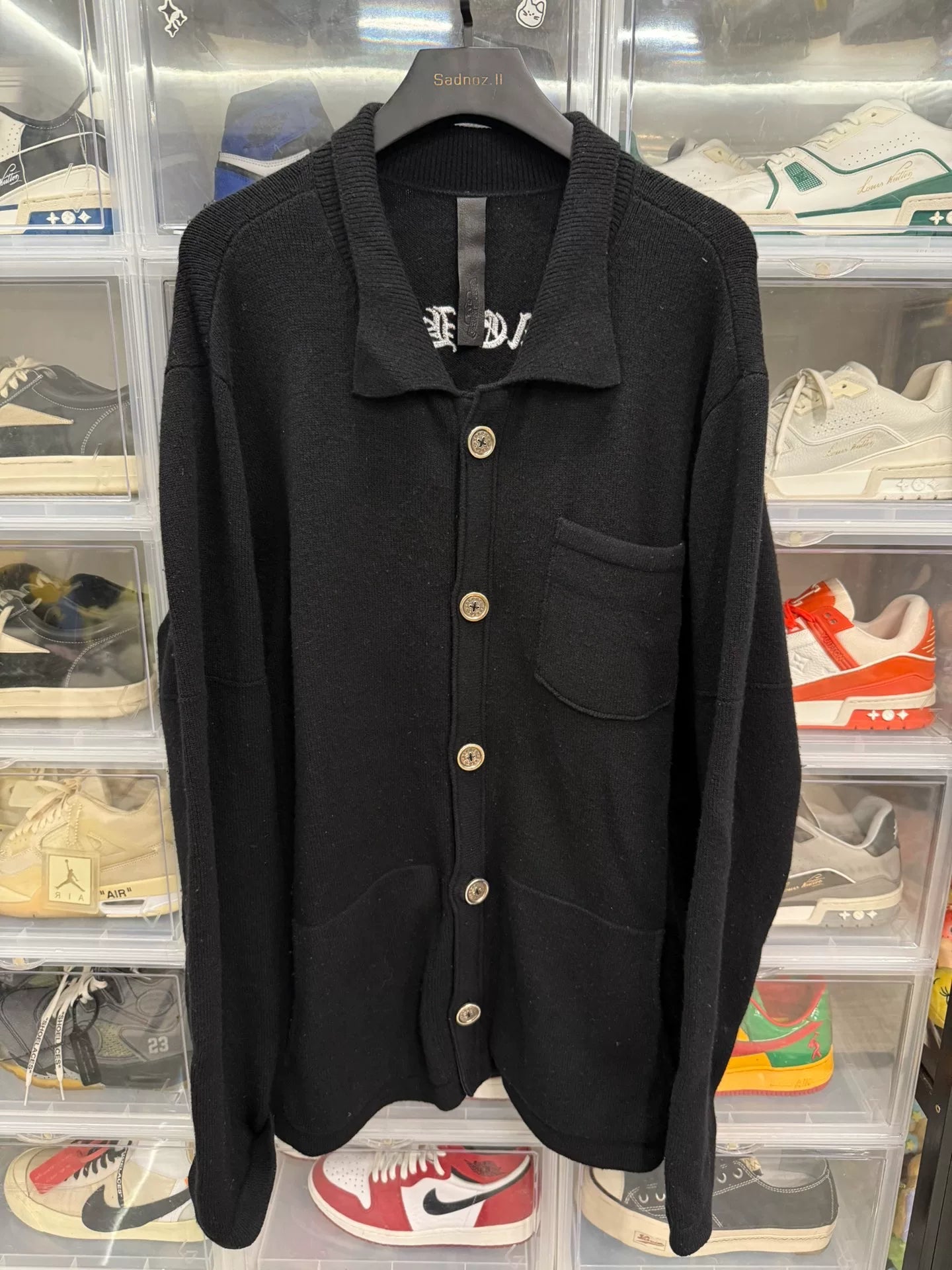 Chrome Hearts Cross Leather Patch Cashmere Cardigan
