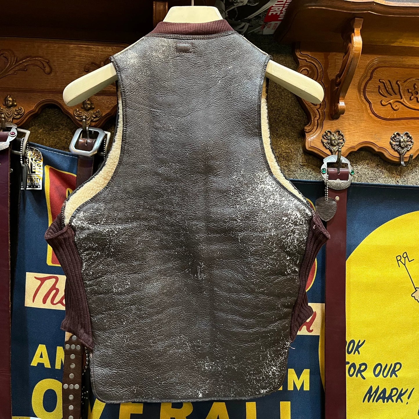 Vintage Leather Shearling Vest