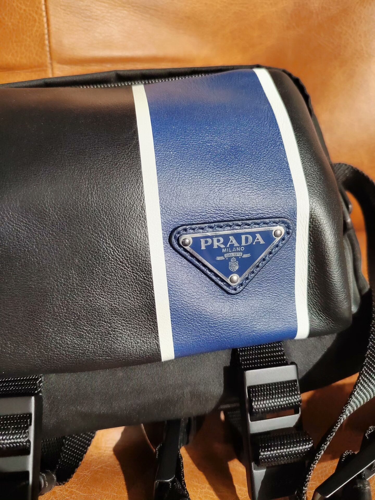 Prada Canvas Crossbody Bag Black Blue