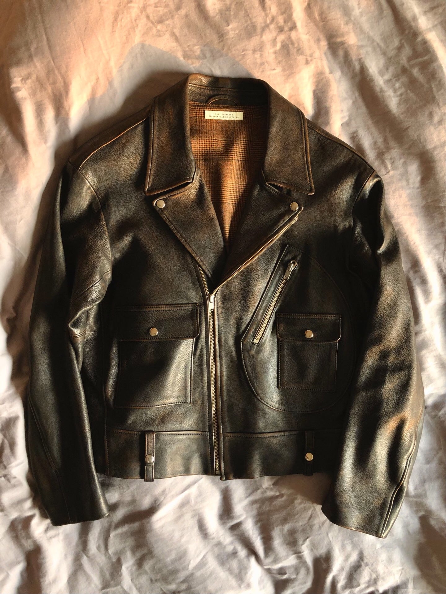 OLD JOE Sheepskin Double Front Moto Jacket