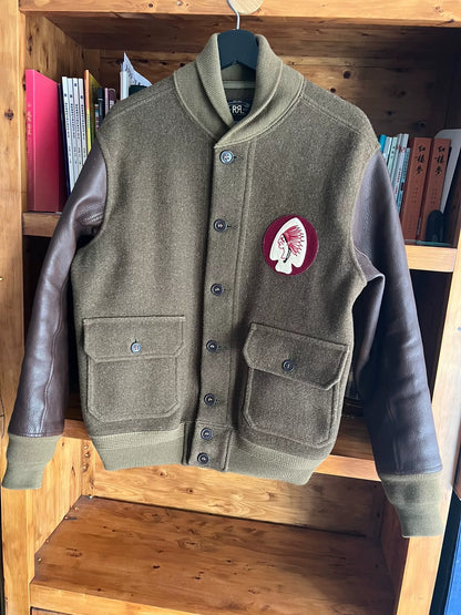 rrl double rl wool leather sleeve jacket