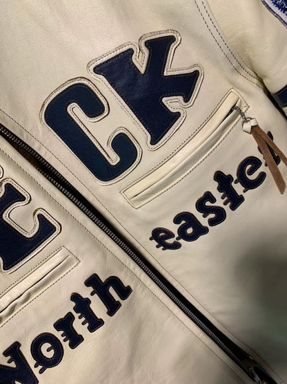 stylish beige leather jacket by tonys mccoys