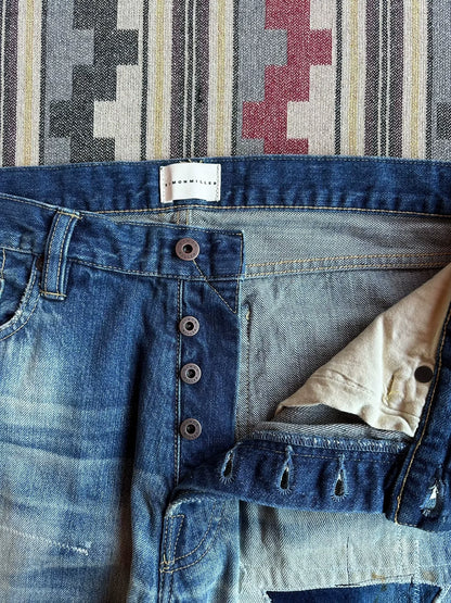 Simon Miller Heavy Wash Patchwork Denim Jeans