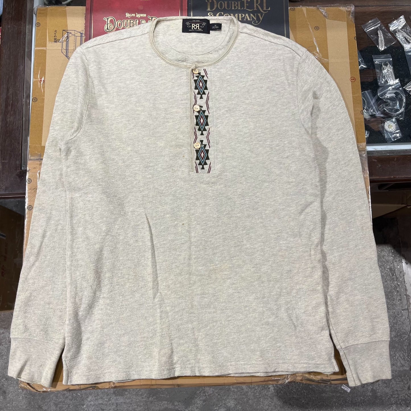 RRL Vintage Indian Embroidery Henley Shirt