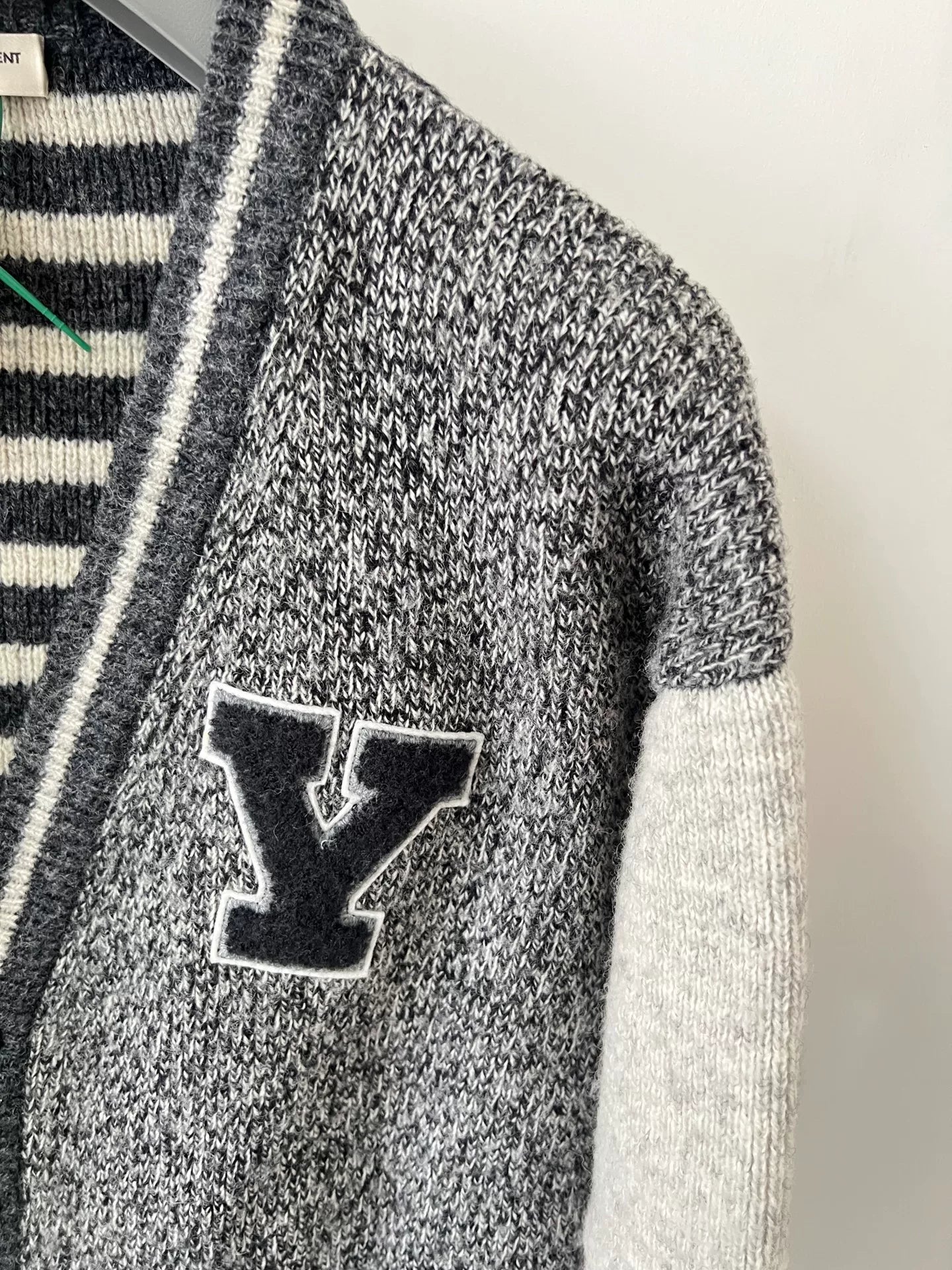 Saint Laurent Gray Cardigan with Y Patch