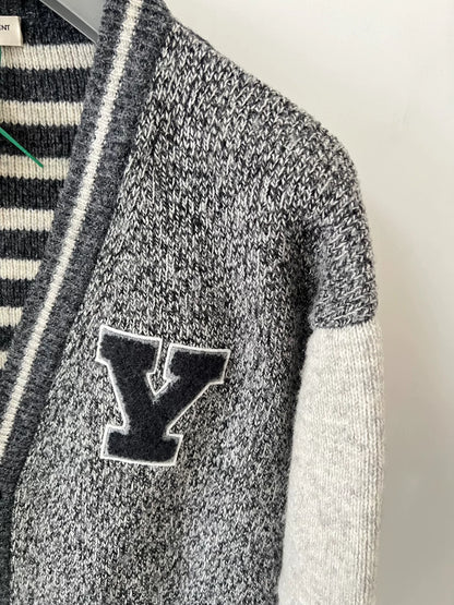 Saint Laurent Gray Cardigan with Y Patch
