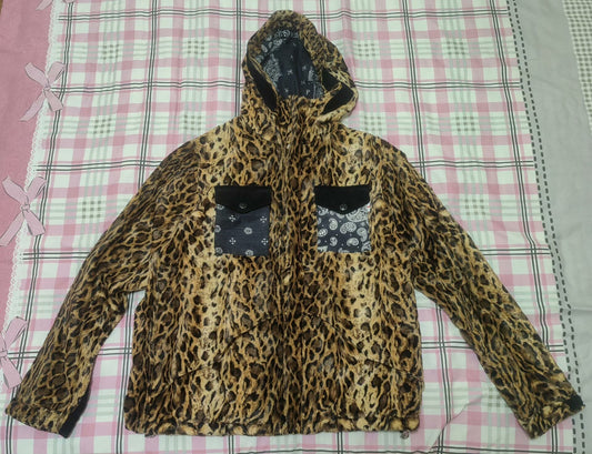 leopard print hooded jacket for men