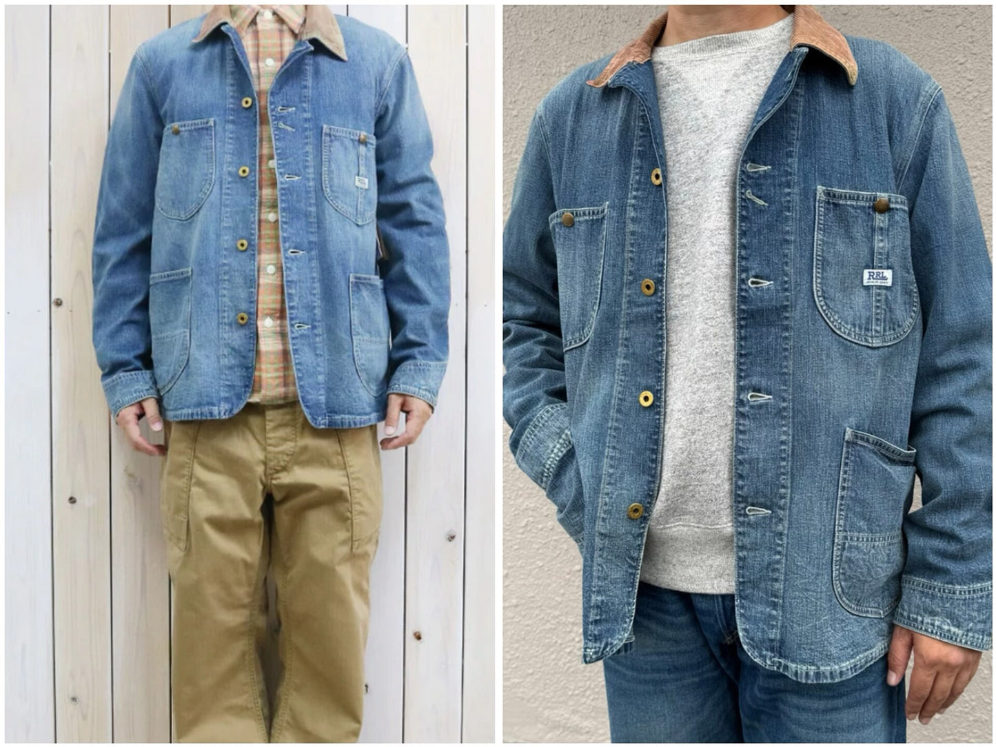 RRL Double RL Indigo Denim Jacket with Corduroy Collar
