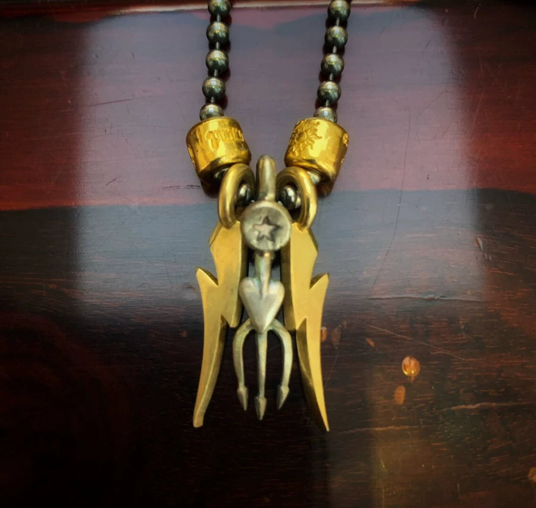 bill wall leather gold bead necklace