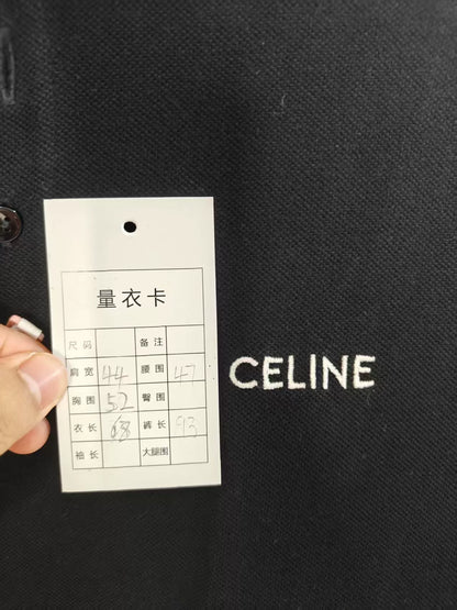 Celine Embroidered Logo Short Sleeve T-shirt