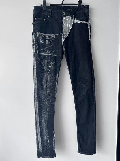 rick owens drkshdw patchwork denim pants