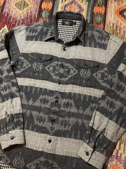 RRL Charcoal Houndstooth Wool Blend Shirt