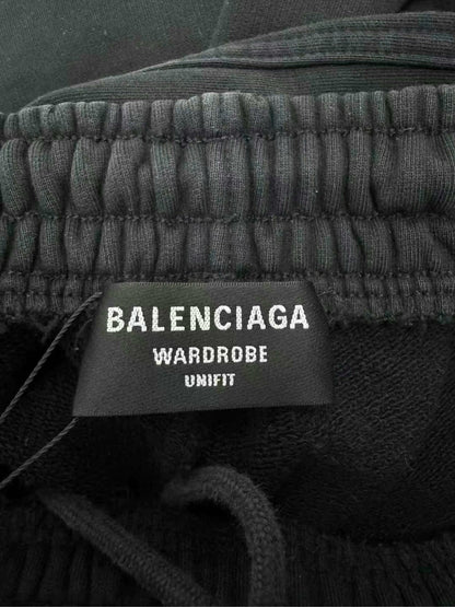 balenciaga embroidered logo long pants in black