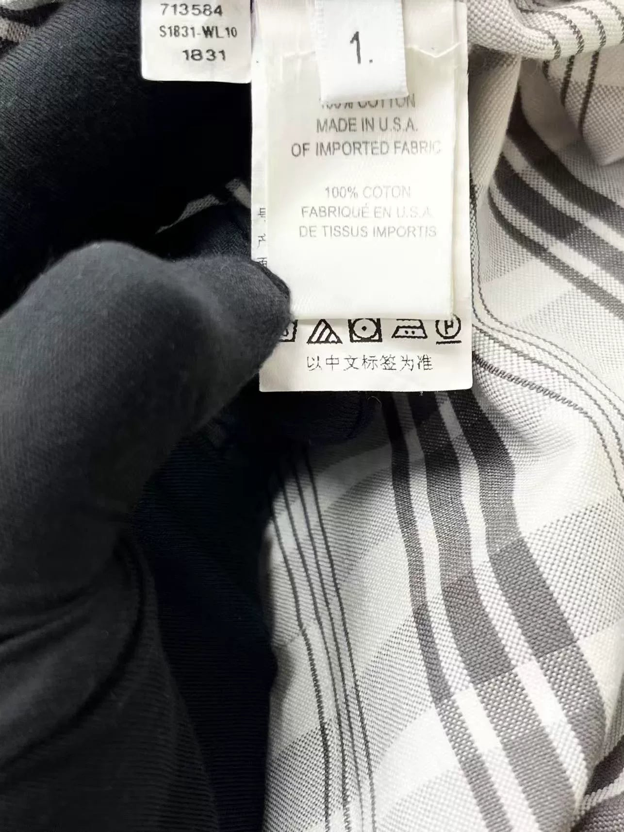 thom browne gray and white check shirt