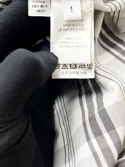 thom browne gray and white check shirt