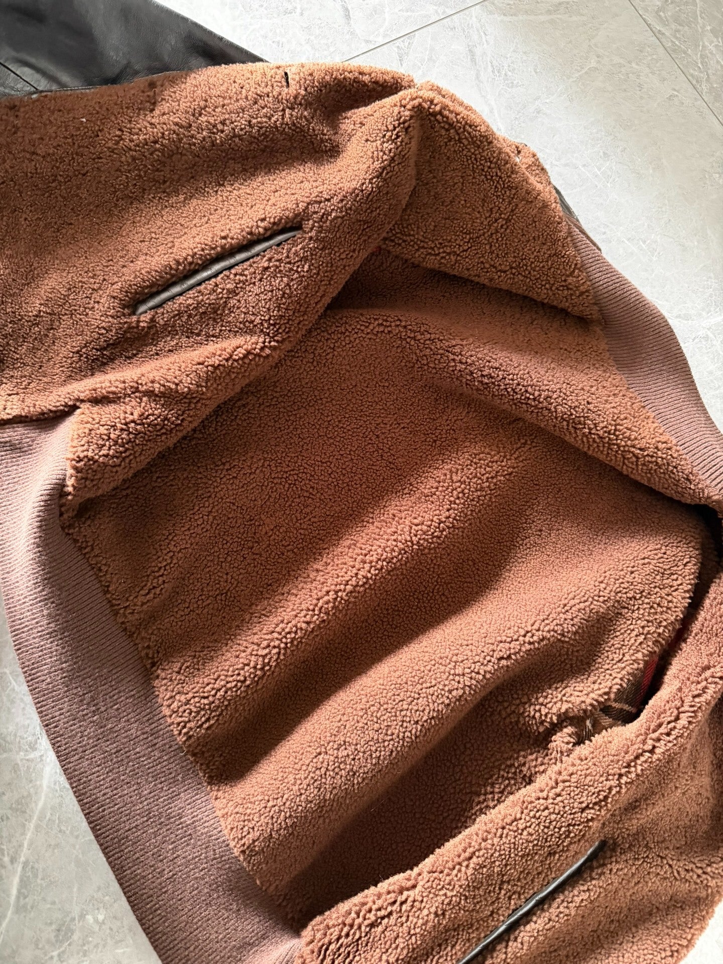 gucci leather and wool jacket in brown