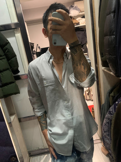 Giorgio Armani Cotton Linen Blend Long Sleeve Shirt