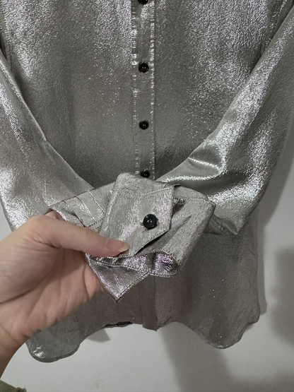 Saint Laurent Silver Silk Shirt