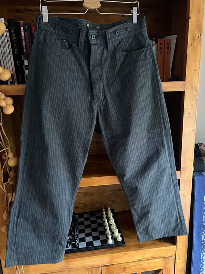 vintage striped suspenders pants for men