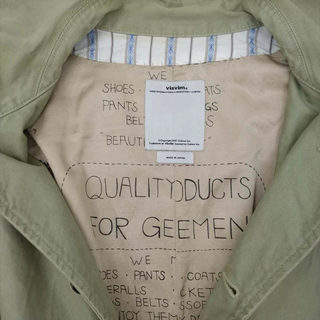 visvim HERGE COAT DMGD CHINO LT GREEN