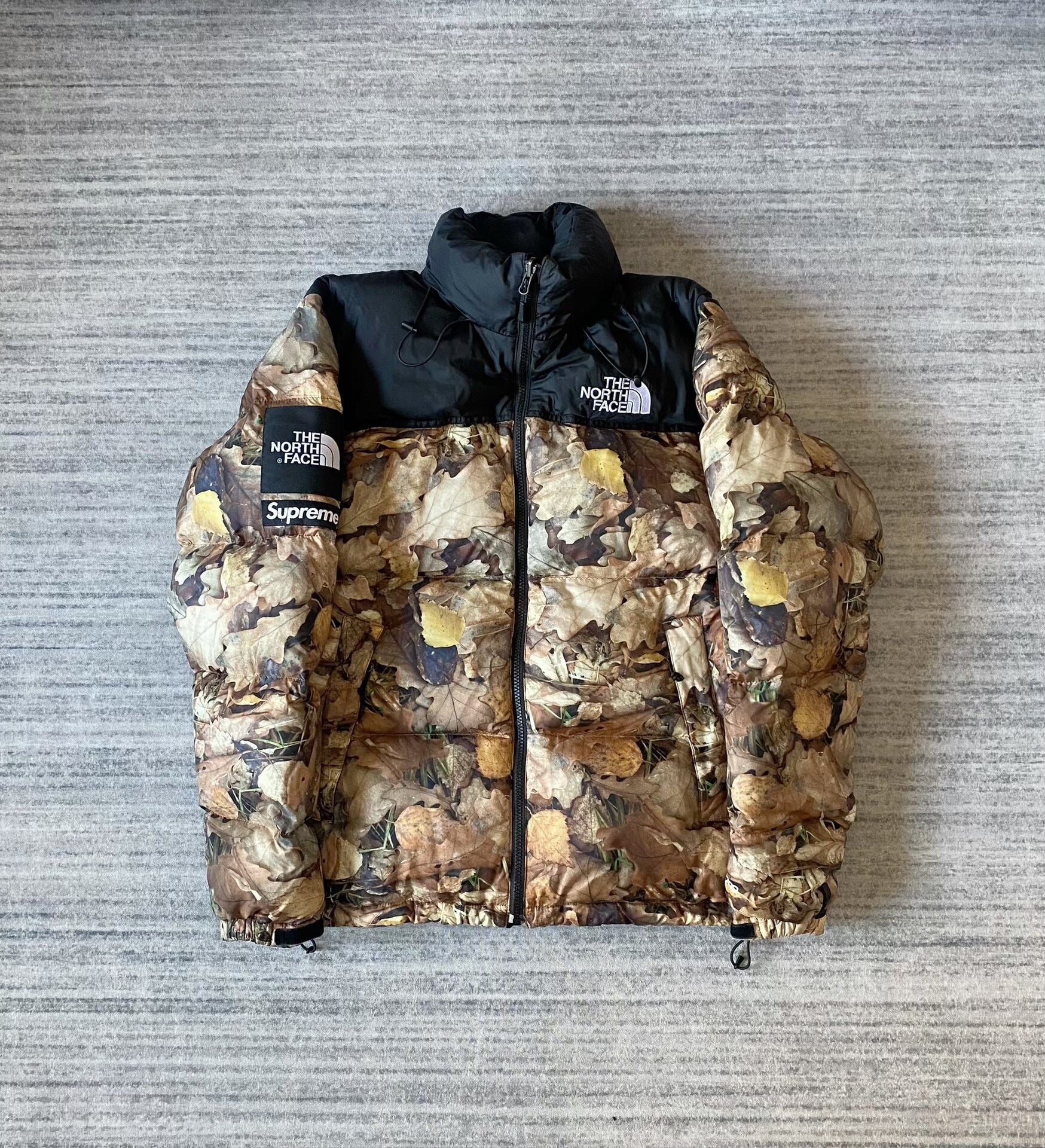 supreme x north face camouflage down jacket