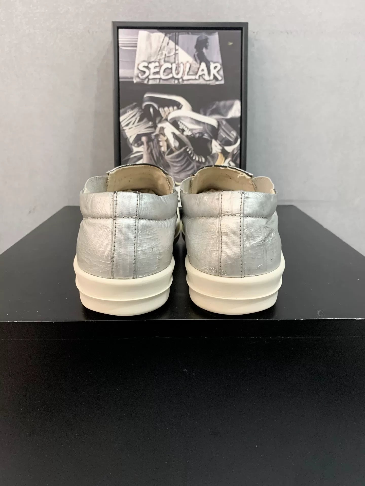 Rick Owens Silver Slip-On Sneakers