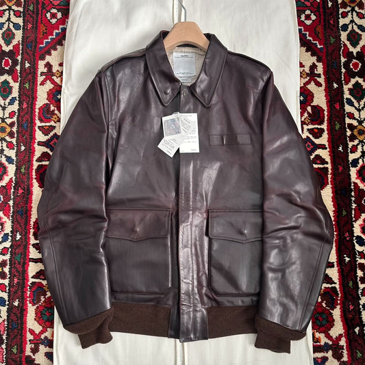 visvim elmendorf leather jacket in burgundy