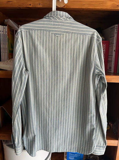 RRL Vintage Striped Blue Dye Pullover Shirt