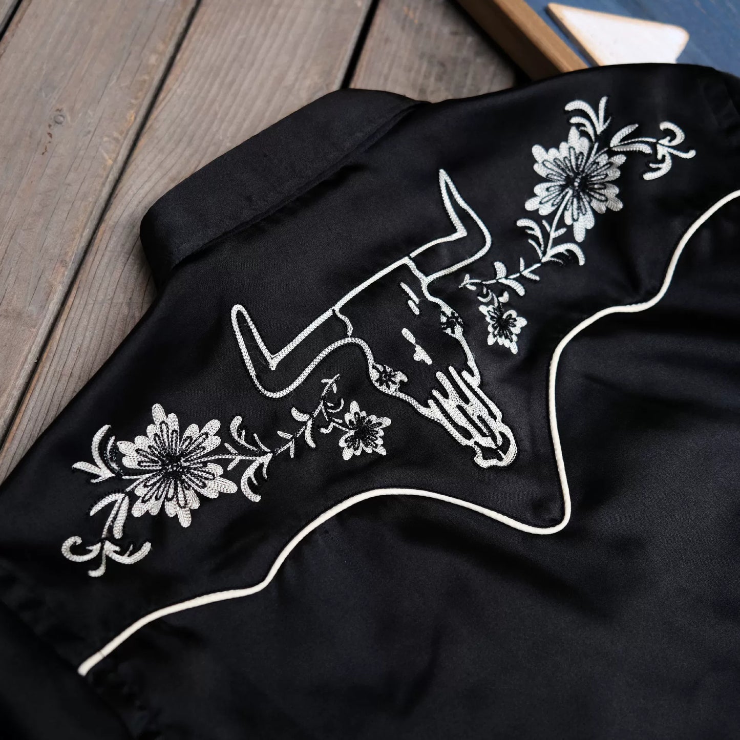 RRL Bull Head Embroidery Silk Western Shirt