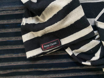 black and white striped zip sweatshirt