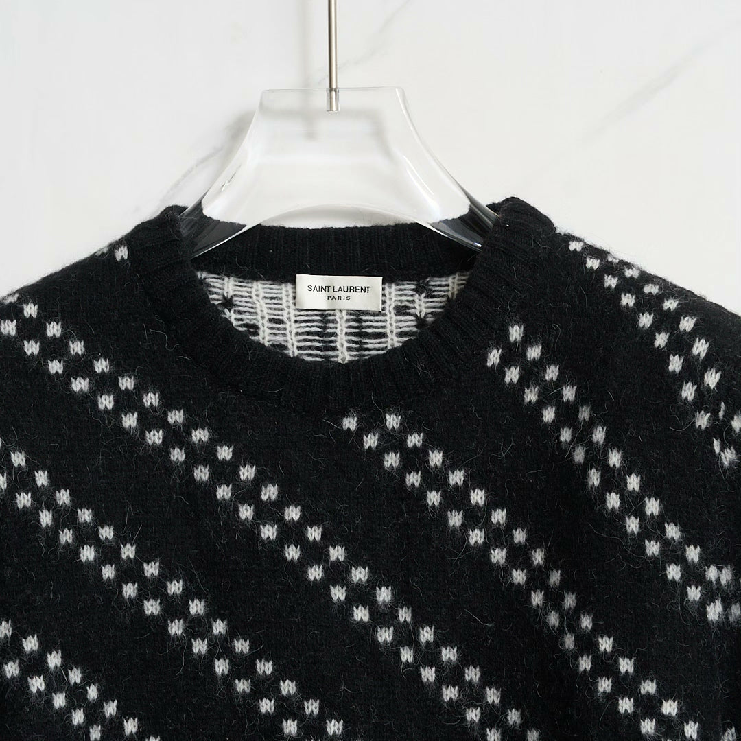 Saint Laurent Men's Black Zigzag Sweater