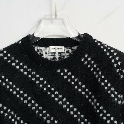 Saint Laurent Men's Black Zigzag Sweater