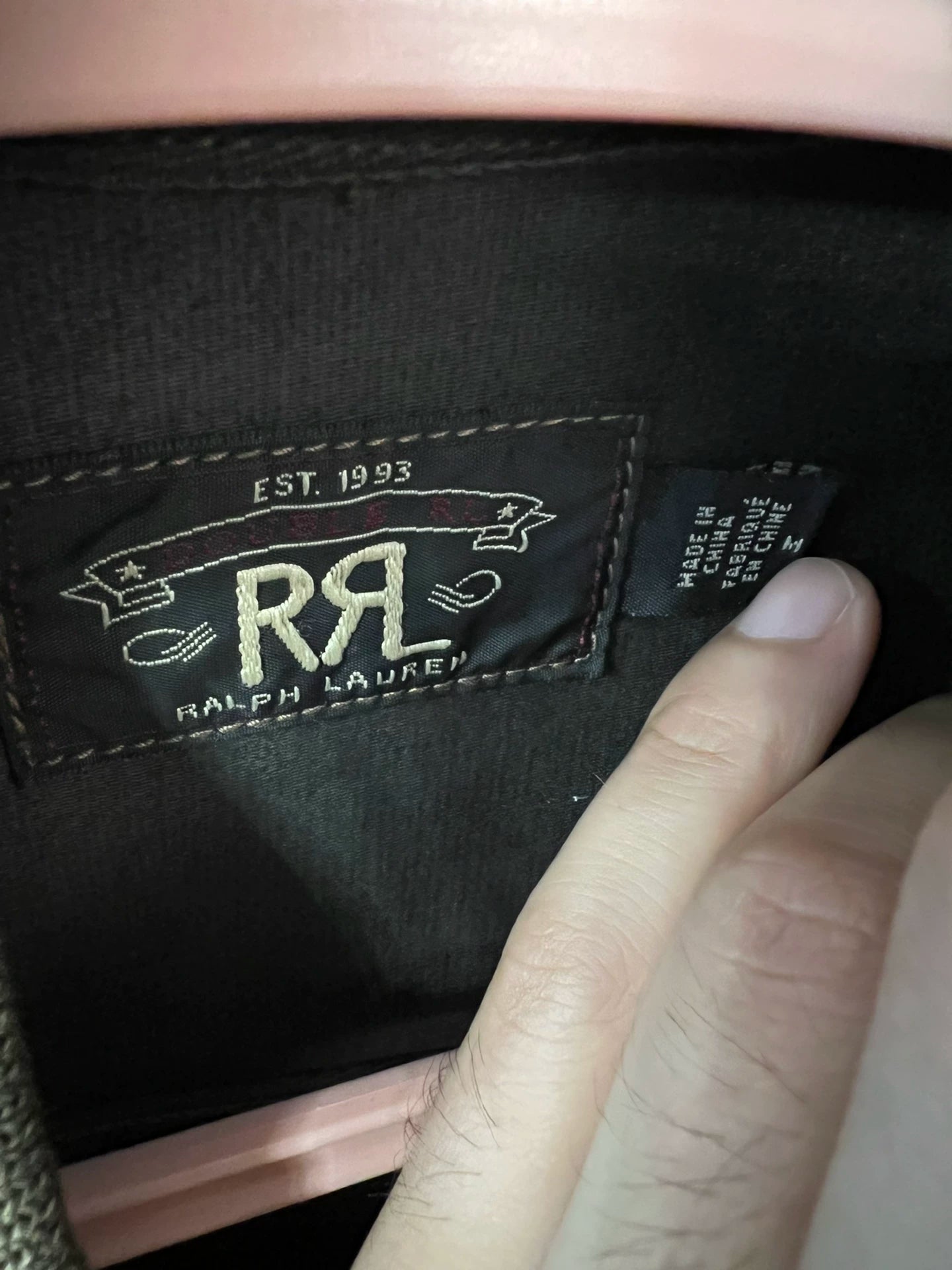 vintage rrl baseball jacket in gray
