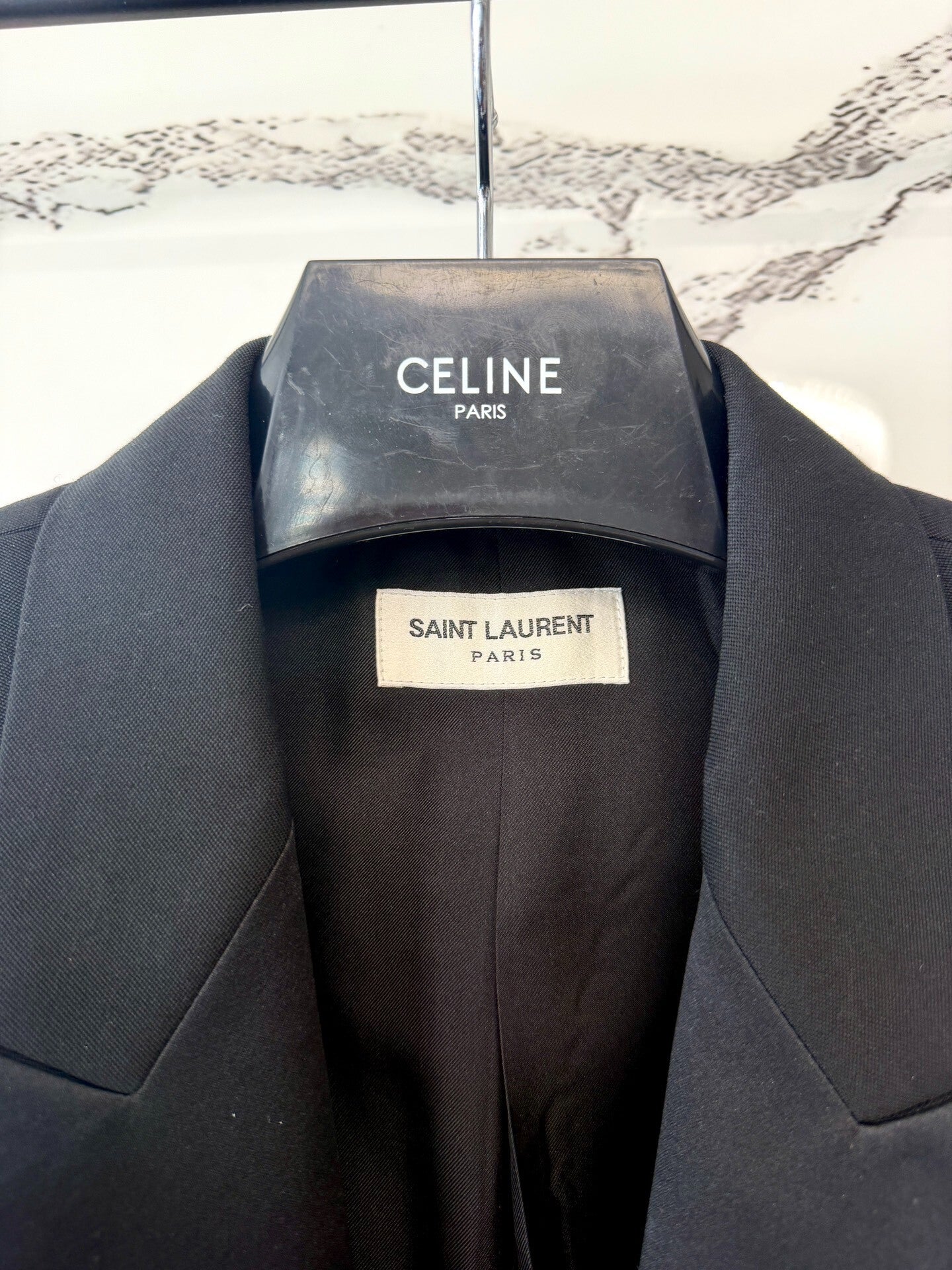 saint laurent black satin smoking jacket